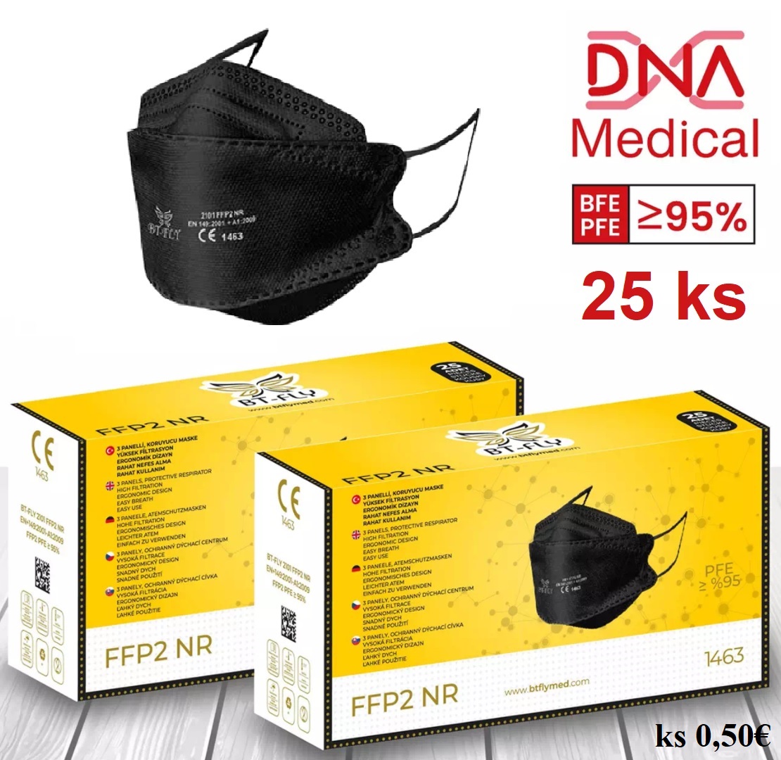 NOVINKA! RespirÃ¡tor-maska FFP2 NR-DNA Medical Black 25ks vÃ½hodnÃ¡ cena! - NILTEX / MÃ³da, pracovnÃ© 
